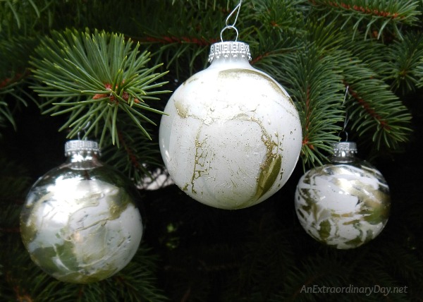 Classy Marbleized Metallic Christmas Ornaments bring Sparkle to the Christmas Tree - AnExtraordinaryDay.net