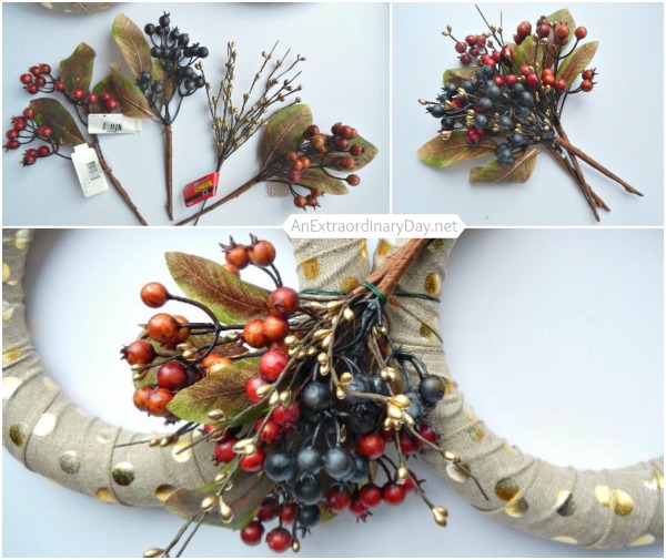 Adding Fall Berries to the Stunning Transitional Wreath