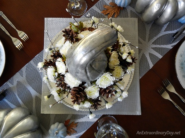 Create a Simple but Spectacular Silver Thanksgiving Centerpiece - AnExtraordinaryDay.net