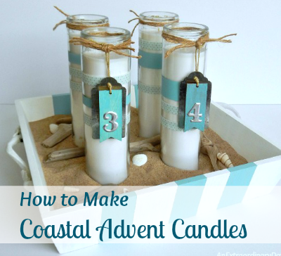 How to Make Coastal Advent Candles for your Coastal Christmas with Tutorial by AnExtraordinaryDay.net