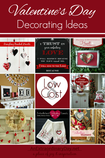 8 Low Cost DIY Valentine's Day Decorating Ideas seen on AnExtraordinaryDay.net