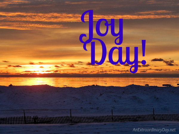 There on the Lake Michigan shore at sunset - it's JoyDay! 
