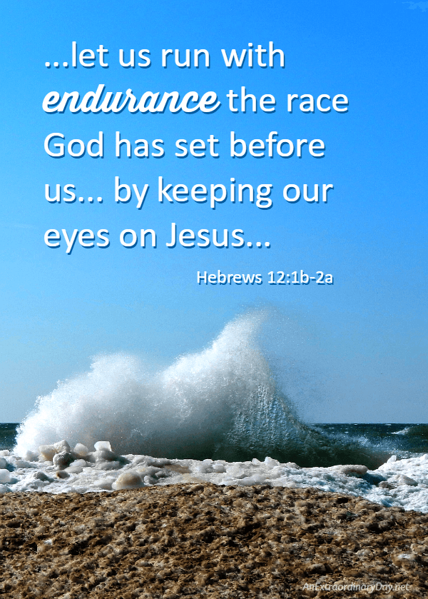 Endurance in the Wait - Scripture Photo Graphic of Hebrews 12:1-2