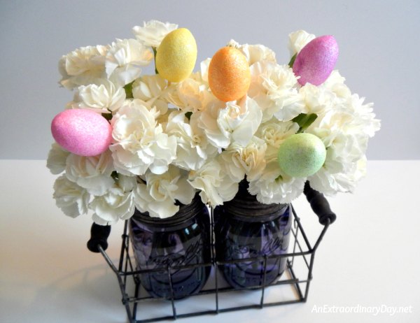 Eggstraordinary Easter Mason Jar Floral Arrangement - AnExtraordinaryDay.net