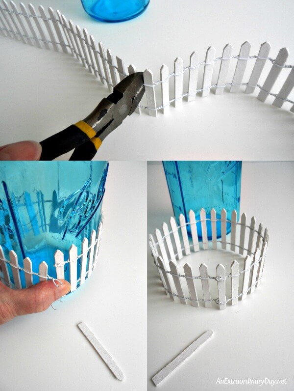 Instructions for adding a picket fence to a Mason jar