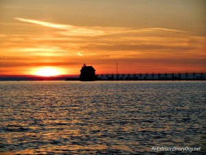 Meditating on God's Word at Sunset - Grand Haven Light on Lake Michigan - AnExtraordinaryDay.net