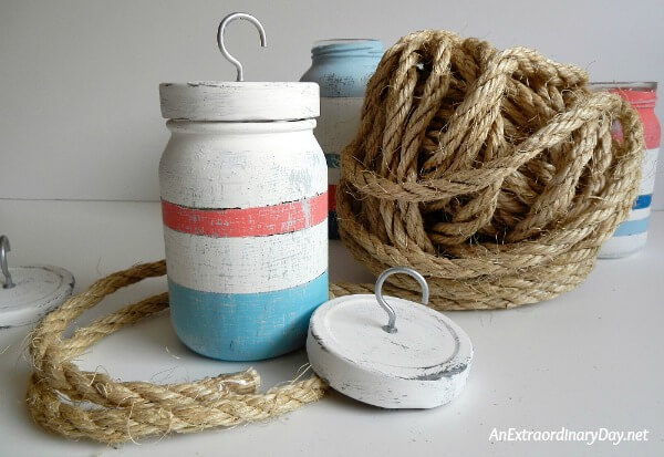 Add some sisal rope rope for a nautical touch to your painted buoys - AnExtraordinaryDay.net