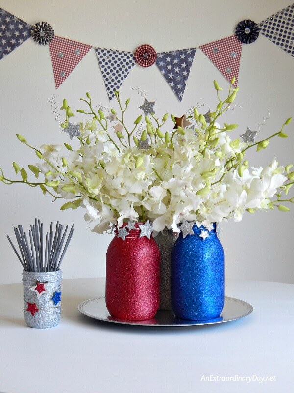 Fourth of July Sparkle with Mason Jars and Flowers