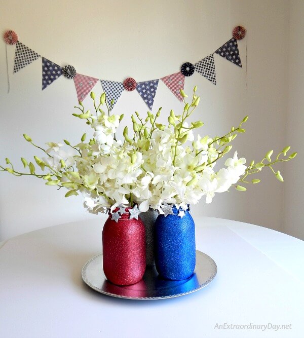 Floral Centerpiece that become a fireworks sparkler for Fourth of July entertaining at AnExtraordinaryDay.net