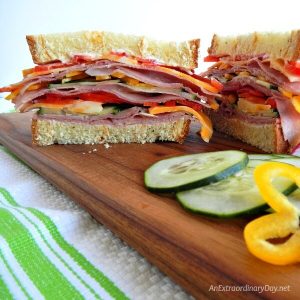A masterpiece of perfection and so easy, too. I LOVE this simple summer stacked sandwich... it's SO good! - AnExtraordinaryDay.net