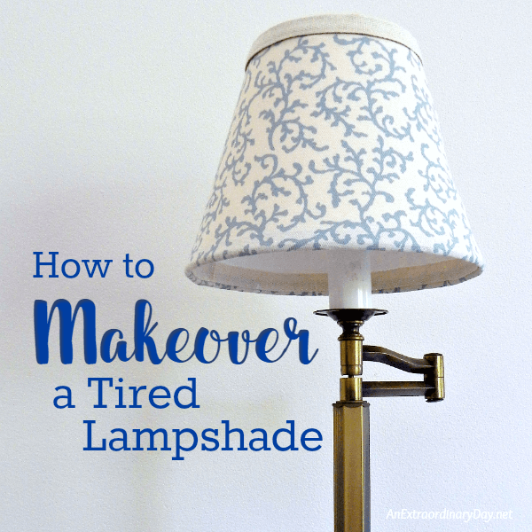 How to makeover a tired lampshade or garage sale find with this tutorial from AnExtraordinaryDay.net