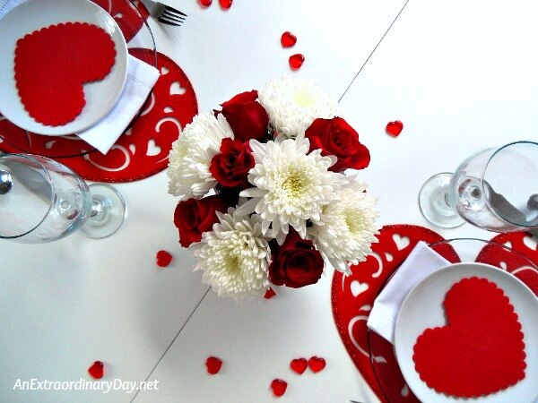 Easy inexpensive Valentine table decorations