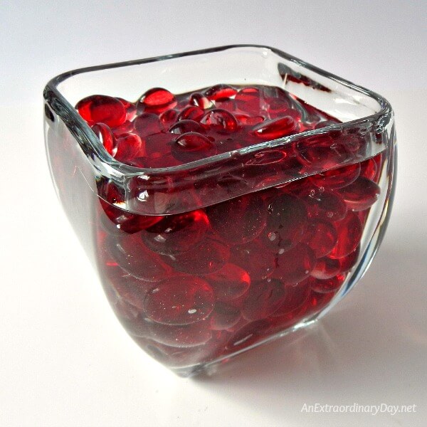 Square glass centerpiece base for Valentine's Day