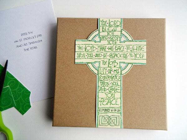 Cross with scripture verse becomes art work for St. Patrick's Day