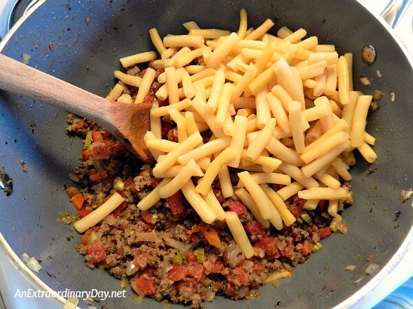 Wax beans take the place of elbow macaroni in this healthy gluten free goulash