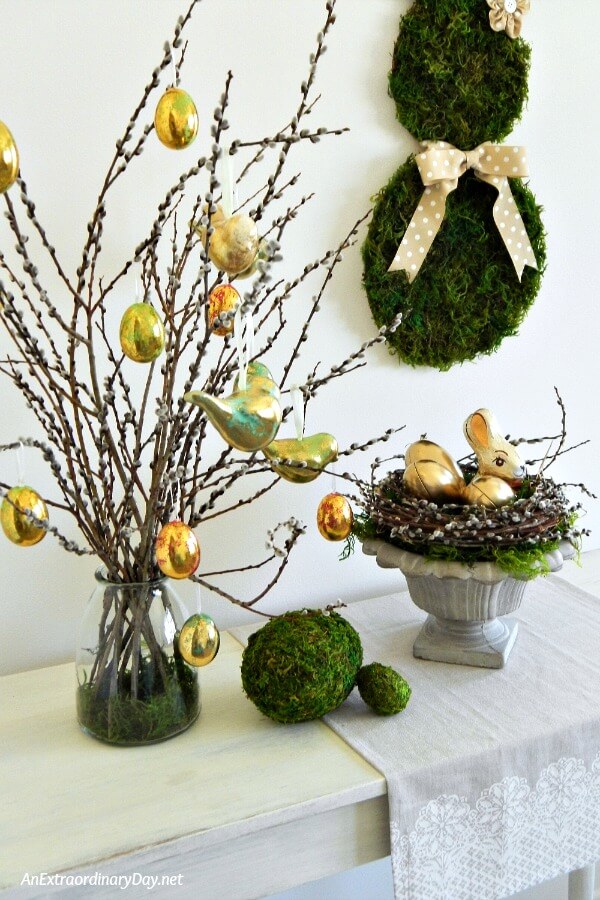 An Elegant Mossy Spring Vignette & How to Make Perfect Mossy Eggs 