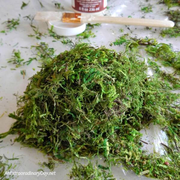 Cut the moss into tiny pieces for gluing
