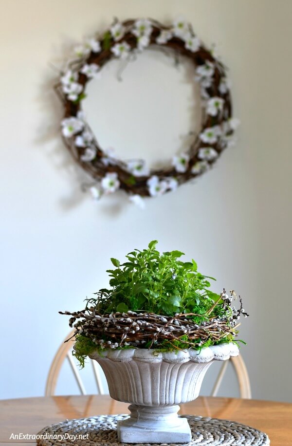 Dogwood Wreath Dresses up the breakfast area for spring