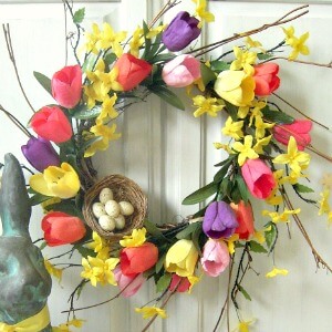 Make a Tulip & Forsythia Wreath with Mr. Bunny