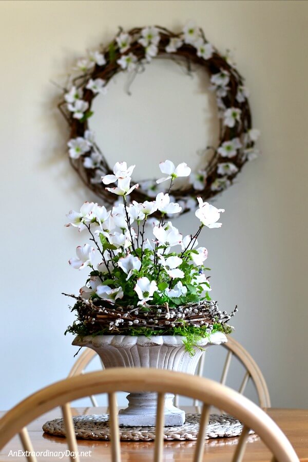 Make an Easy Spring Dogwood Wreath and Centerpiece