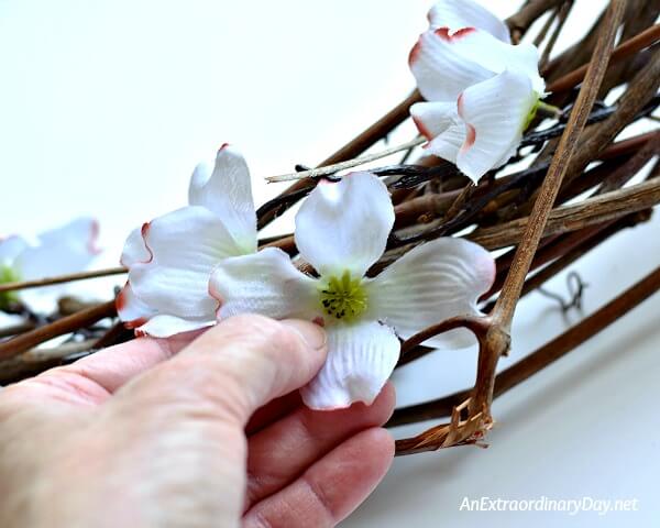 Tutorial for Creating a Gorgeous Spring Grapevine and Dogwood Flower Wreath