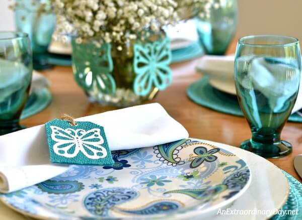 Beautiful and Cheap Turquoise Tablescape Luncheon Thanks to the Dollar Tree 