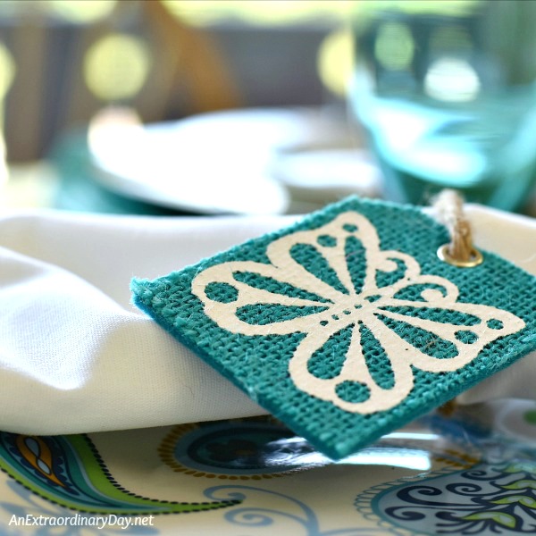 Sweet Butterfly Accents for this Cheap Turquoise Tablescape 