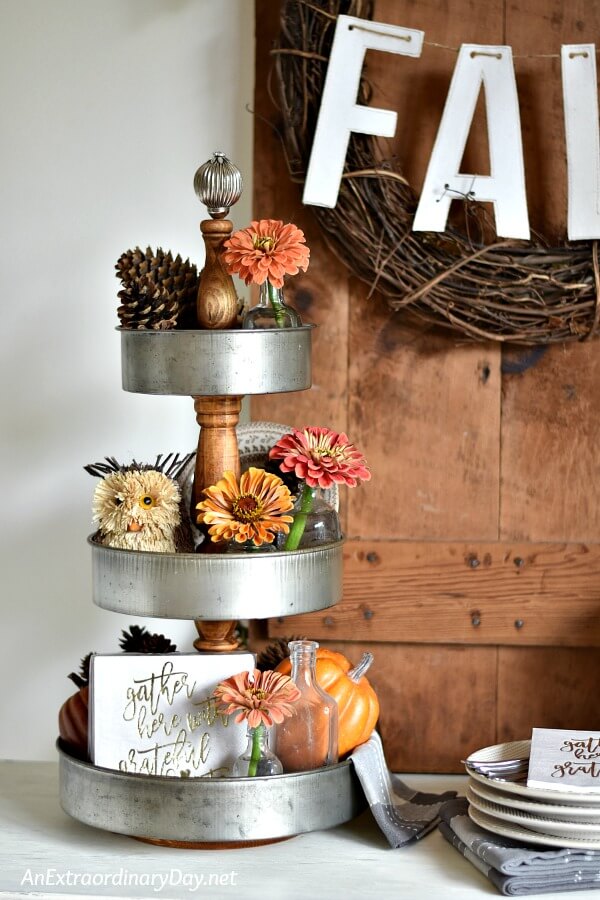 How to Make a Gorgeous Fixer Upper Style Modern Farmhouse Tiered Tray for Fall Decor or Seasonal Decorating without Power Tools - Make Chip and Joanna Gaines Proud 