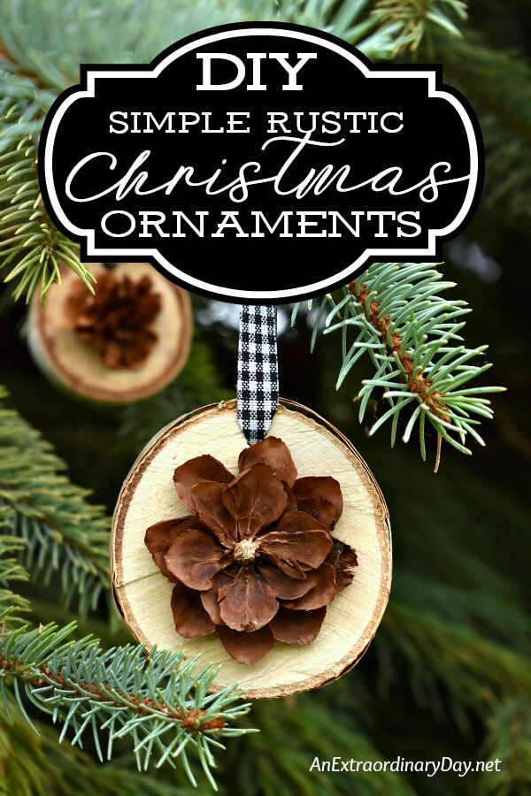 Decorate the tree with unique Christmas ornaments for a simple natural look. This birch slice and pine cone handmade ornament is easy to make with this how to tutorial. Great for gift-giving and package topping too.