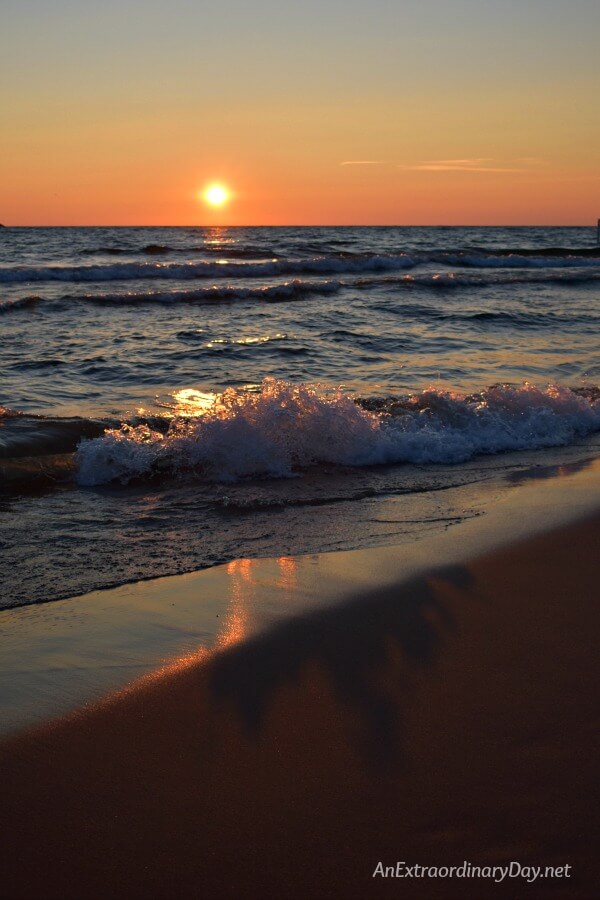 A stunning sunset on this Lake Michigan beach