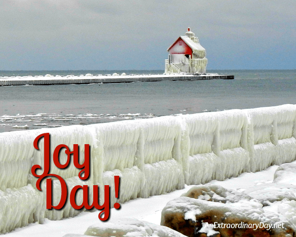 It's JoyDay! on the BLOG, plus a devotional about facing that feeling of overwhelm AND a free printable. Image of Grand Haven Light on Lake Michigan 