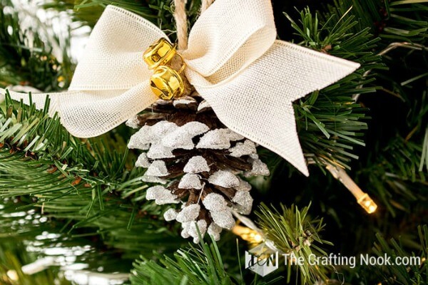 Flocked pinecone ornament from The Crafting Nook