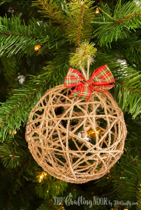 Twine-Ball-Christmas-Ornament-Tutorial-bells FROM THE CRAFTING NOOK