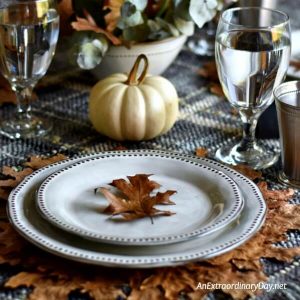 Dinner plate and Salad plate with Oak Leaf - 5 Ways to Have an Easy Thanksgiving Gathering - AnExtraordinaryDay.net