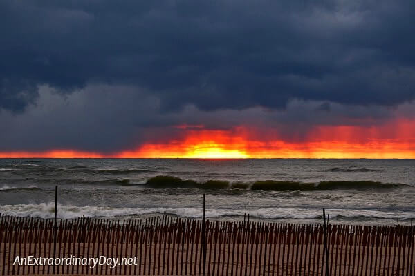 Dramatic October Sunset over Lake Michigan - How to live a Joy-filled Life - AnExtraordinaryDay.net
