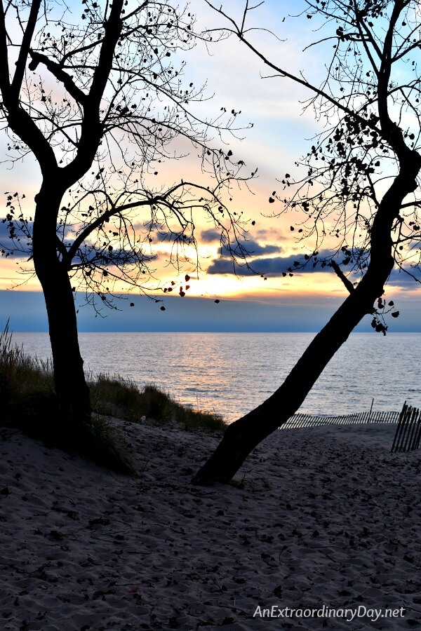 Restful sunset seen at a Lake Michigan beach - AnExtraordinaryDay.net