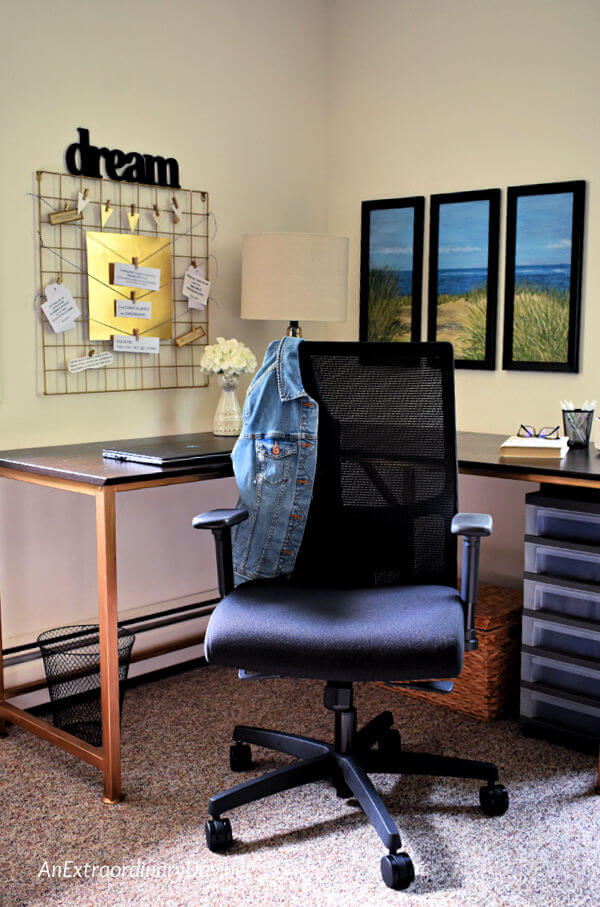 Black desk chair in a work from home office